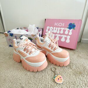 New Koi Footwear Peach Iced Tea Platform Sneakers